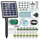AnseTo Sistema de Riego Solar para Jardín, 2024 Nuevo Kit Riego por Goteo con 15 Micro Cabezales de...